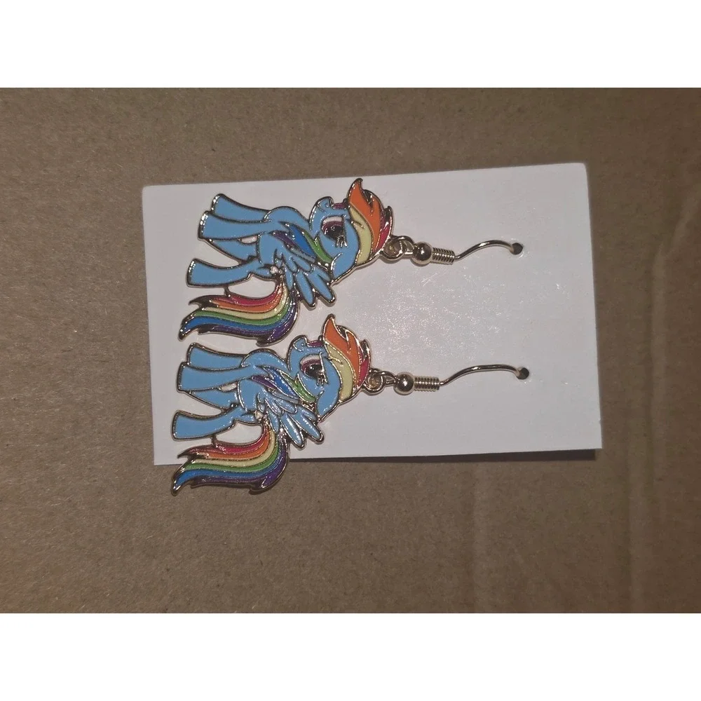My Little Pony Hook Earrings! Rainbow Dash Enamel Charm Hypo-Allergenic